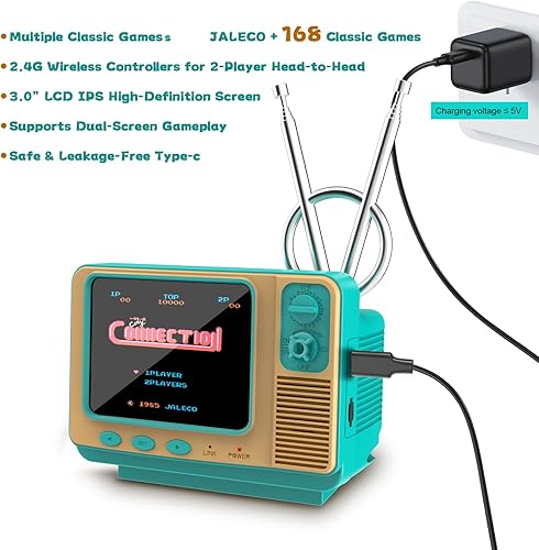 Miniatura 5 de Consola de Juegos Portátil Retro - GV300S 42 JALECO+168 Juegos Clásicos Estilo Mini TV con Pantalla IPS de 3.0 Pulgadas, Función de Guardado, Admite