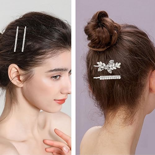 Miniatura 2 de BOYIVI 6 pinzas para el pelo de novia con diamantes de imitación, horquilla de boda de hoja, horquilla de cristal para el cabello, pasadores de