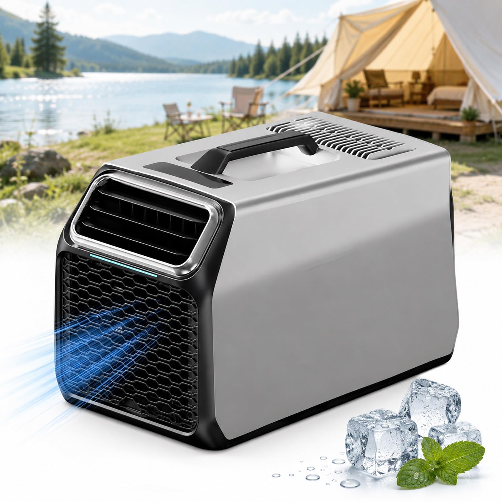 JIYINGHUI Portable AC Unit for RV and Camper Van, 5000 BTU Cooling Capacity, 550W Power, Exhaust Duct Kit, Remote Control, Compact Handle for Tent and Small Spaces
