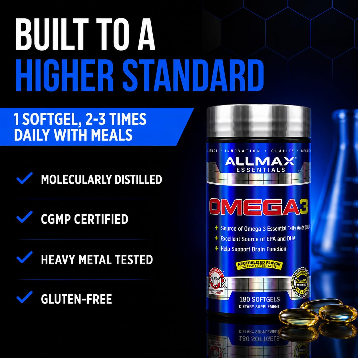 ALLMAX Omega 3 Fish Oil Softgels, EPA DHA, 180 Count, 1000 mg — Amazon image 7
