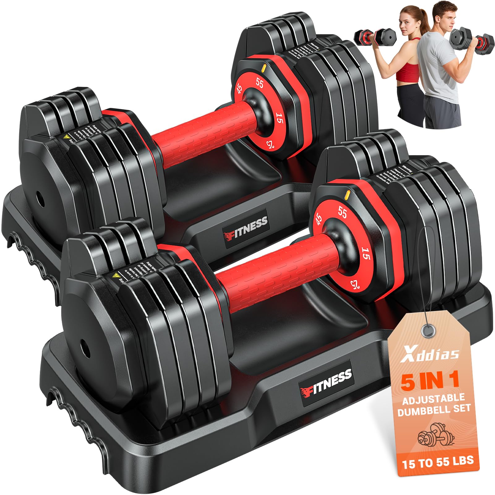 XDDIAS Adjustable Dumbbell Set with Foldable Weight Bench