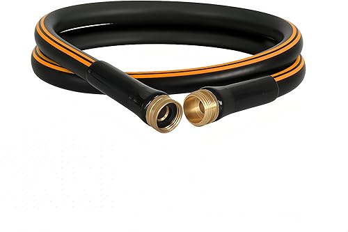 Atlantic Manguera de jardín resistente de 58 pulgadas x 5 pies, color negro, manguera líder de conexión corta con conectores macho-hembra (5 pies)