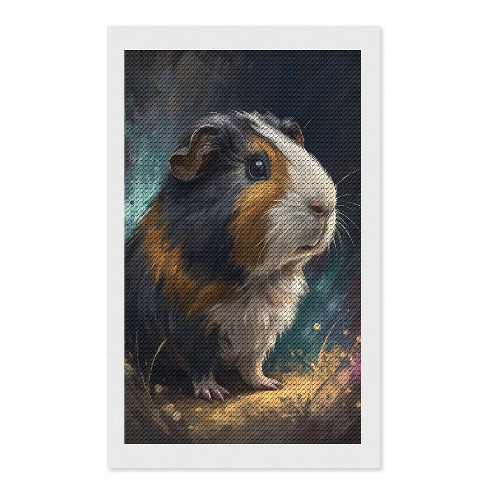 Junmoney Guinea Pig Portrait Diamond Painting Canvas Set 12"x20", Satisfying Creative Project, Easy to Follow Symbols, Fun Craft Experience
