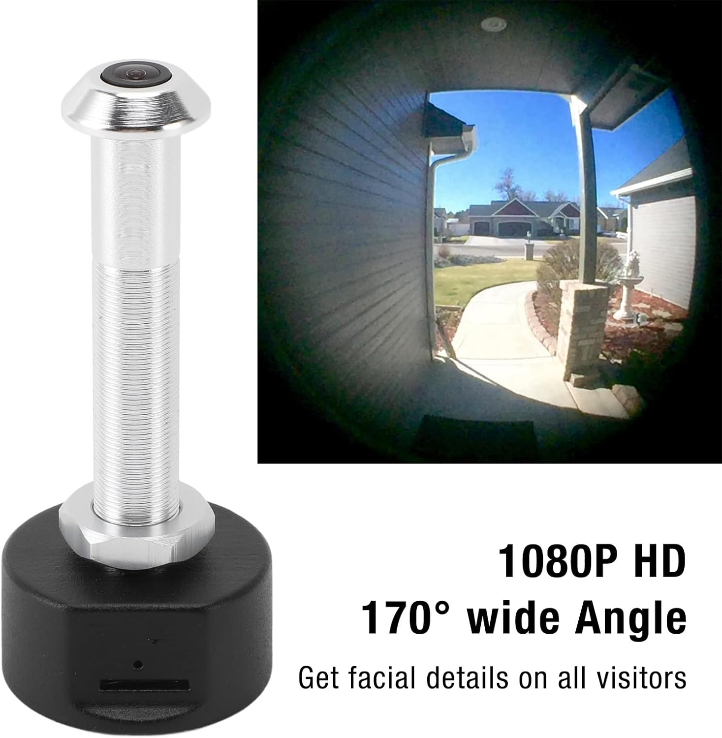 Sorandy 1080P HD Electronic Door Viewer WiFi Peephole Camera with 150° Wide Angle Lens, PIR Motion Detection, Storage for Home Security (Silver)