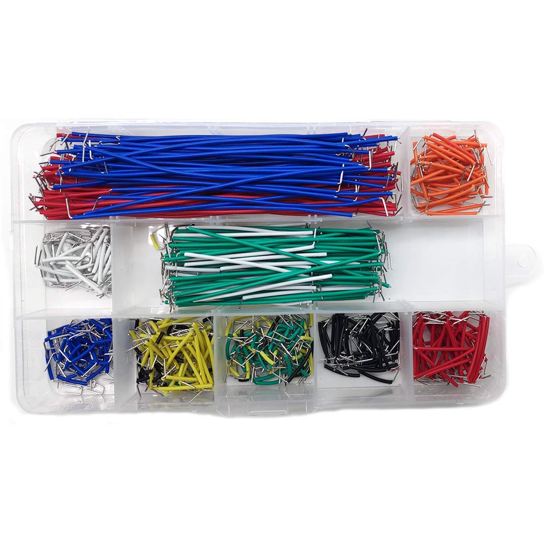 QISF 560Pcs Breadboard Jumper Wires Assorted Kit, Preformed Breadboard U-Shape Jumper Wires 14 Assorted Length + 6PCS Staniless Steel ESD Anti-Static Tweezers for Electronics, Repairing