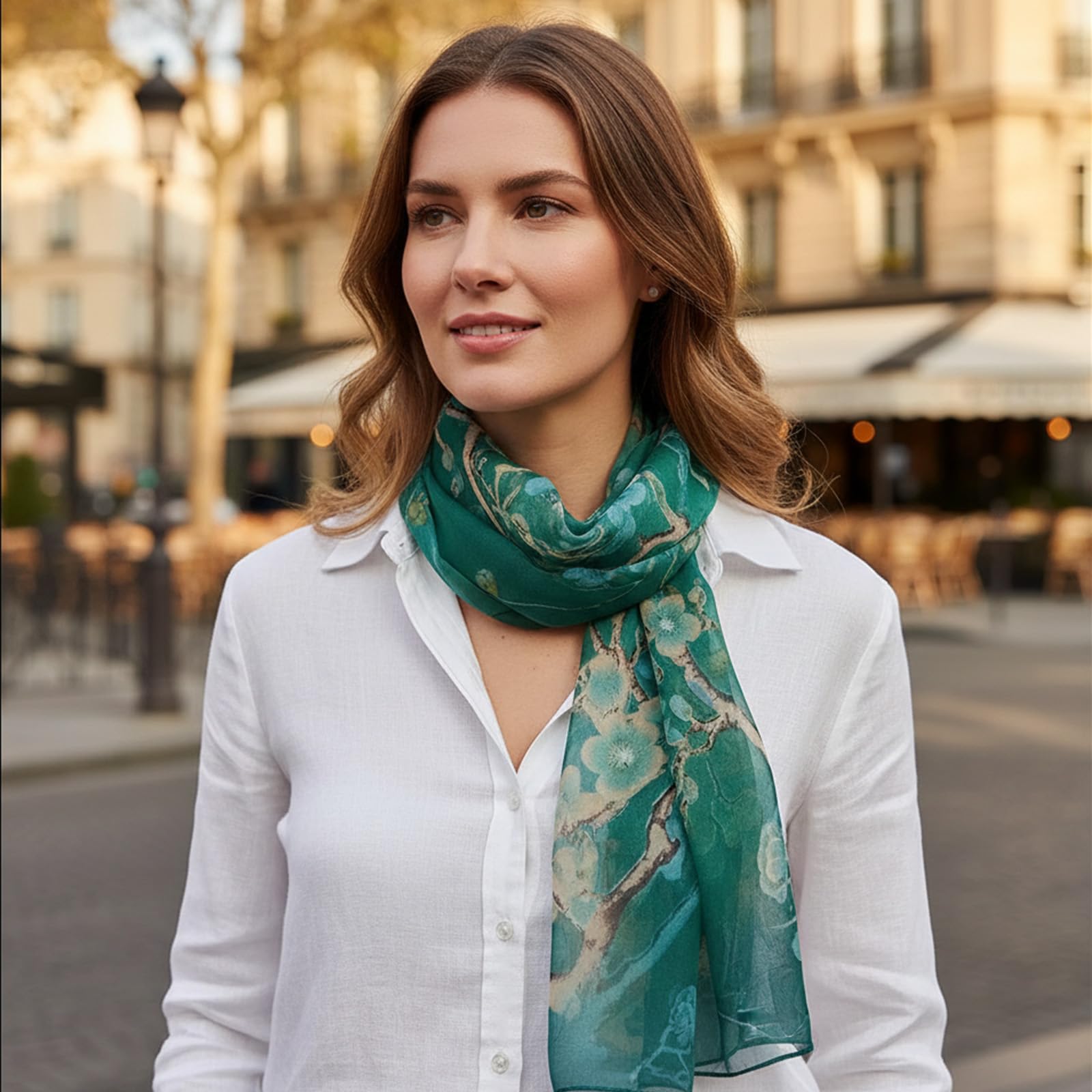 Szalik na szyję damski, szalik z szyfonu dla kobiet, elegancki i nowoczesny P-Anel, wielofunkcyjny etola, damski jedwabny pączek na lato jesień zimę przez cały rok, 160 x 50 cm
