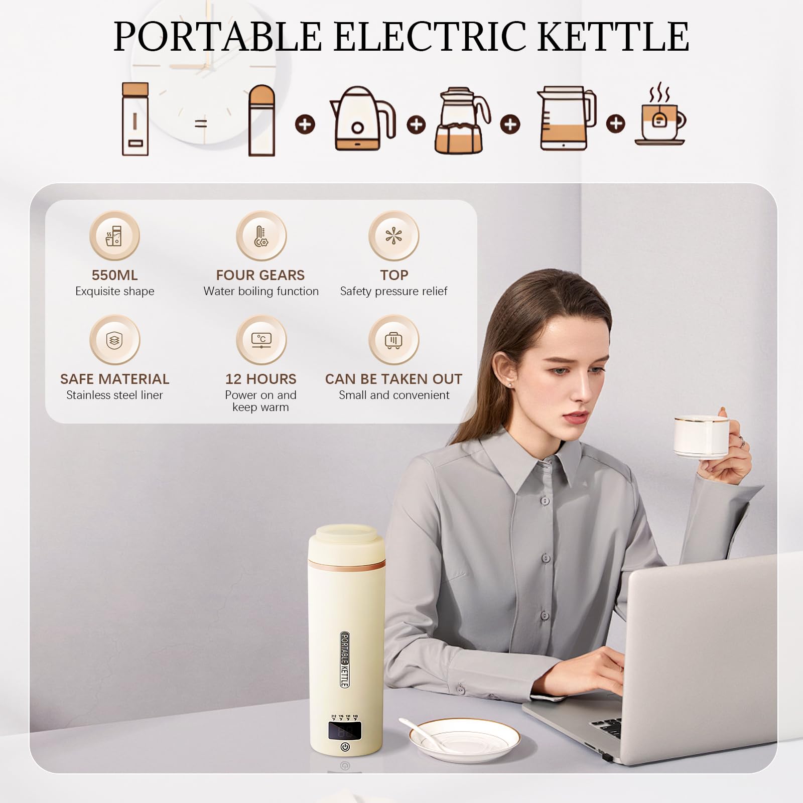 Kleine elektrische reiskoker, 500 ml/300 W, draagbare