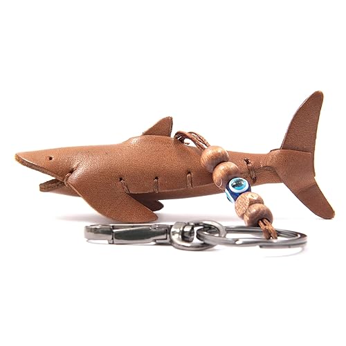 Miniatura 4 de Handmade Leather Shark Keychain, Hanging Bag Charm for Purse and Backpack Keychains for Women 100% Genuine Leather, Shark Gifts for Shark Lovers