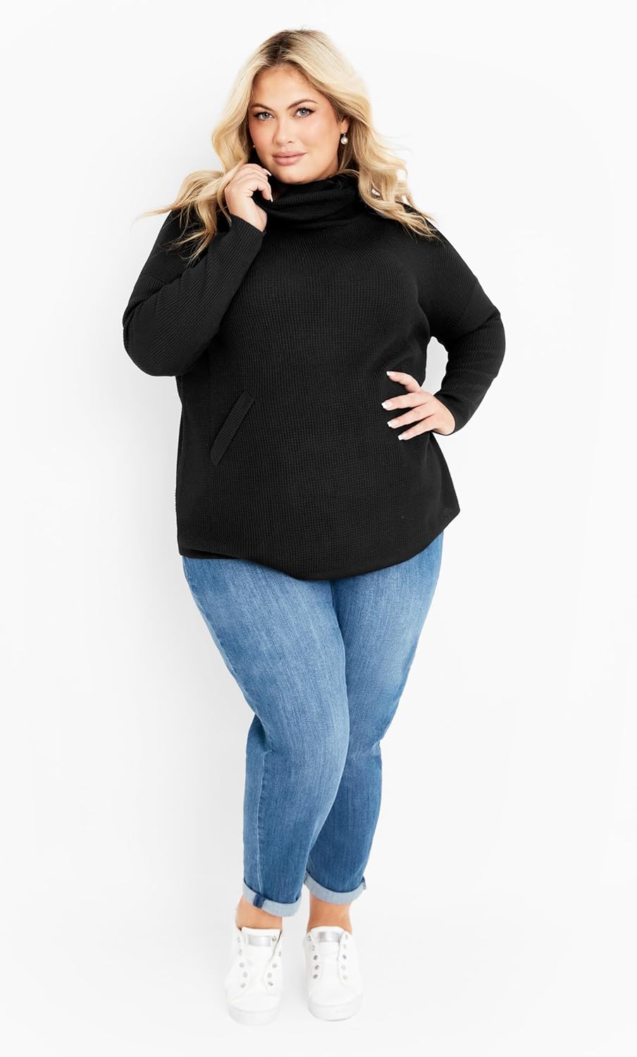 Avenue Women's Plus Size Ash Turtleneck Close Fit Sweater - Image 3
