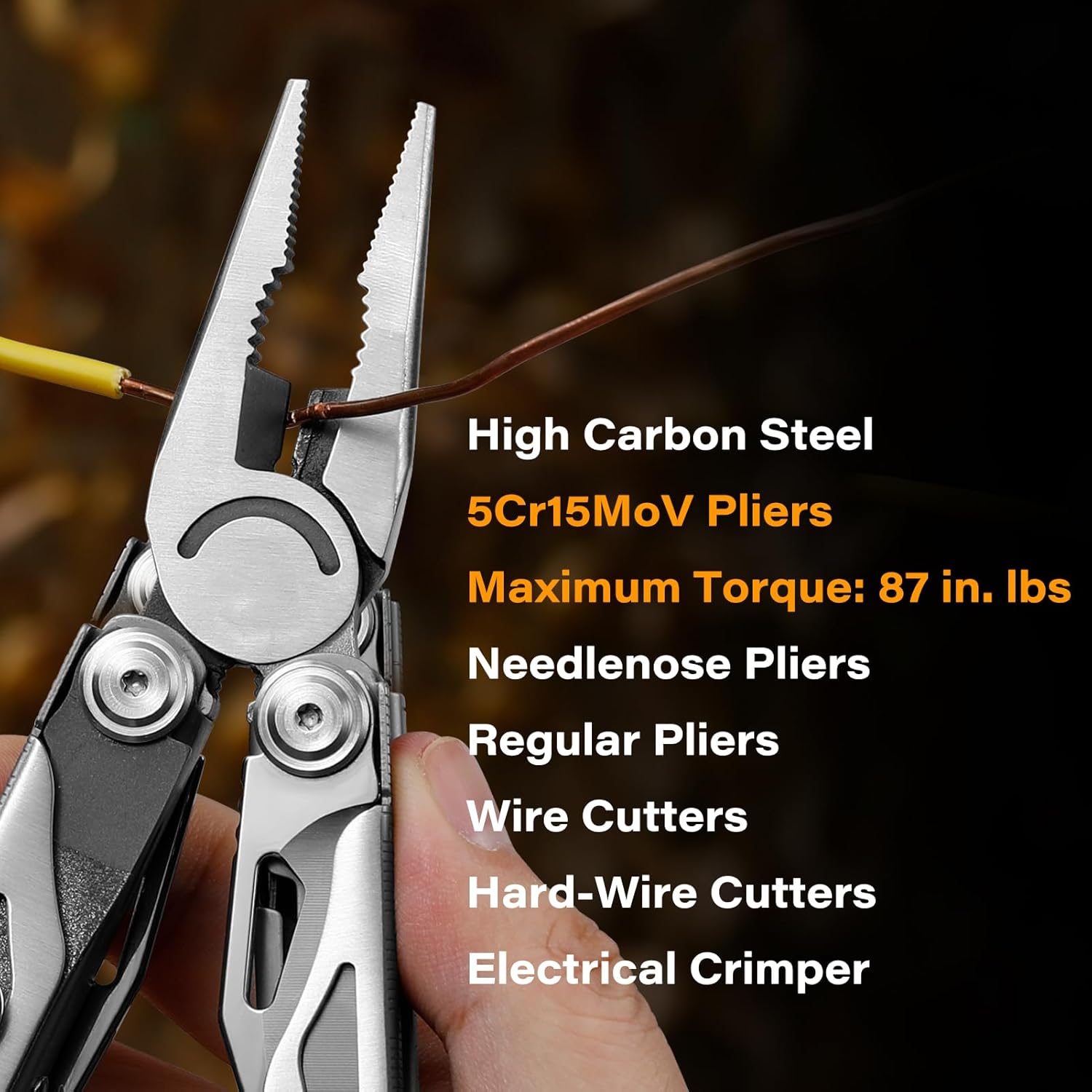 EDC Multitool, 21-in-1 Heavy-duty Stainless Steel Finish Multi Tool Pliers with Safety Locking | Seat Belt Cutter - Men's Gift Set Including Nylon Sheath for DIY, Home, Garden & Outdoors