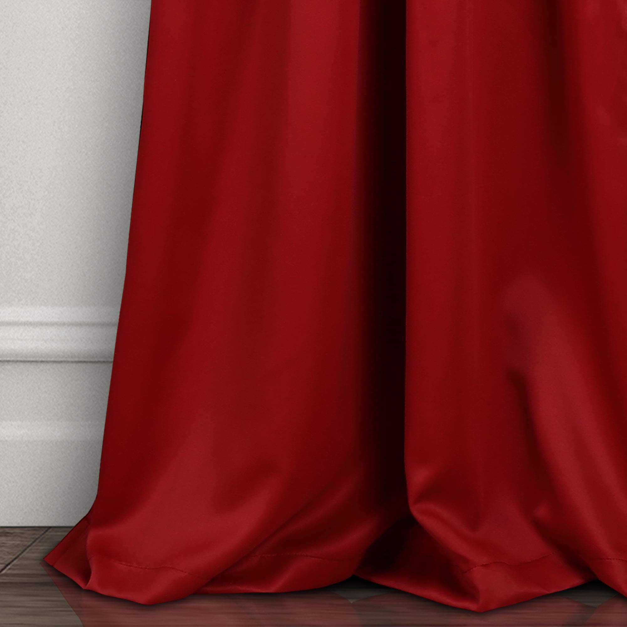 Lush Decor Paire de Rideaux occultants à Isolation Thermique avec œillets, 132,1 cm de Large x 241,3 cm de Long, Rouge