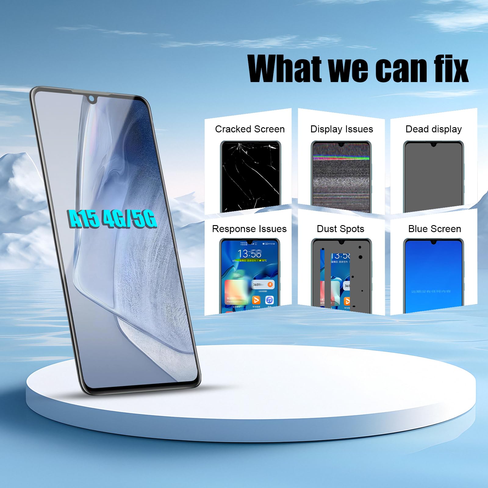 DTD Schermo per Samsung Galaxy A15 4G/A15 5G di Ricambio Display Touch Screen Digitizer Parti di Riparazione LCD Display con Strumenti(Nero con Cornice, 6.5")