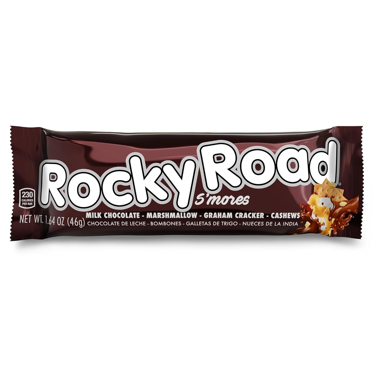 Rocky Road "S'MORES" Candy Bar 24 Count Box - Handmade Milk Chocolate Coated Mashmallow with Real Graham Cracker and Cashews