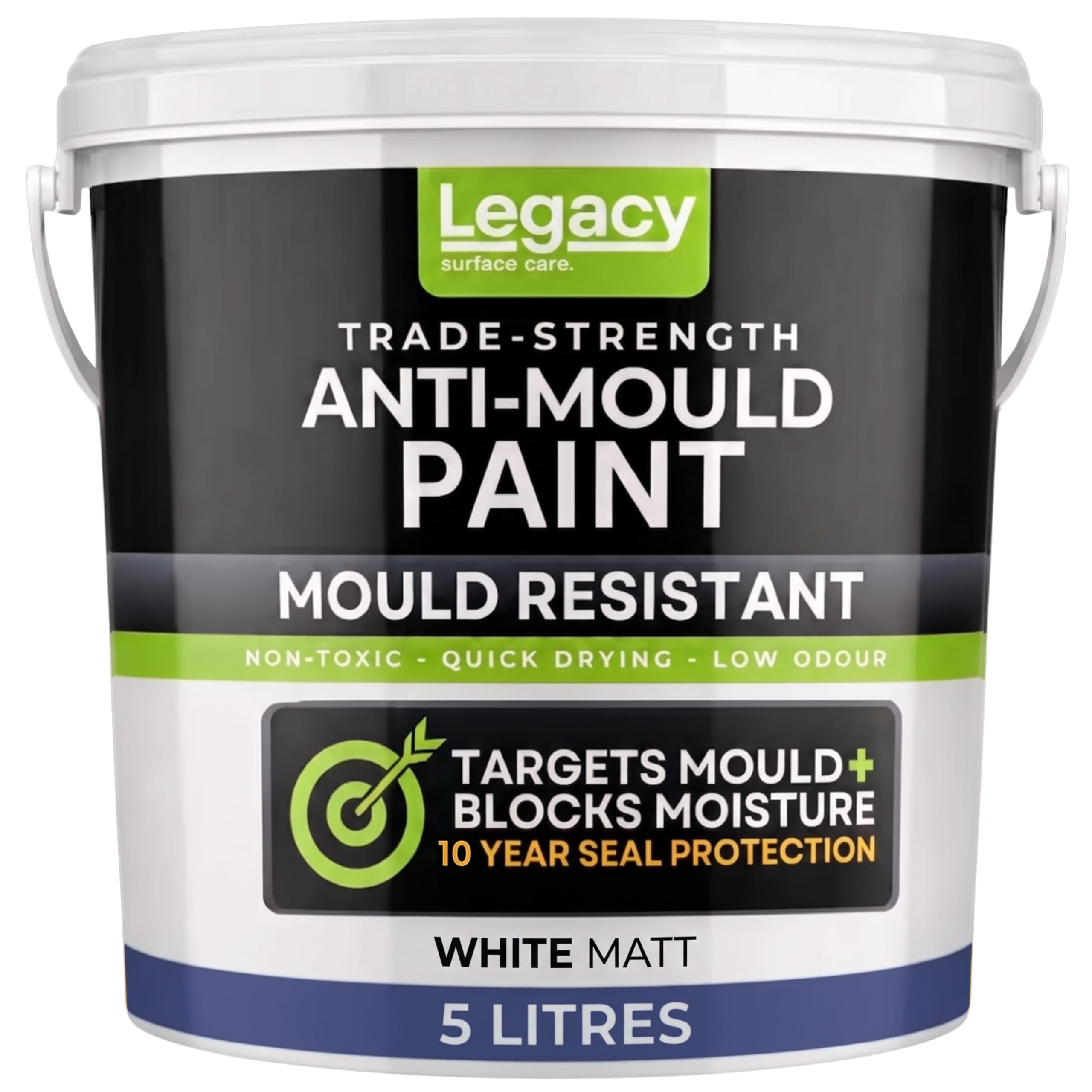 Mifica Anti Mould Paint for Bathrooms & Kitchens – Mould Resistant White Emulsion – Stops Black Mould, Damp & Condensation | Long-Lasting Protection | Matt White Finish (5 Liters)