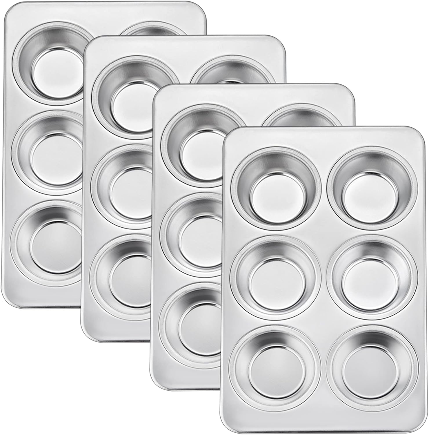 TeamFar Muffin Pan Set of 4, 6 Cup Muffin Tins Pans For Baking, Cupcake