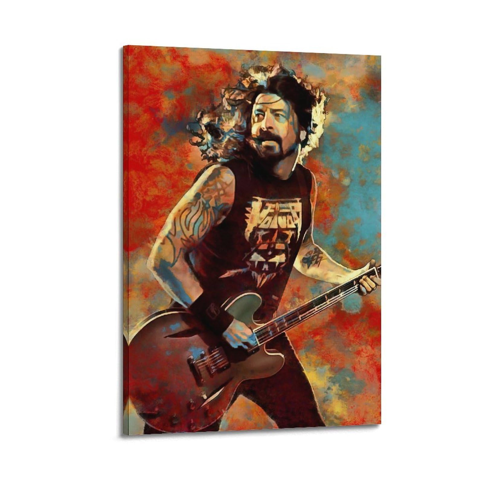 Fdrpmhc Frame-Style Dave Grohl Singer Canvas Wall Art Decor Living Room Modern Family Bedroom 12X18inch(30X45cm)