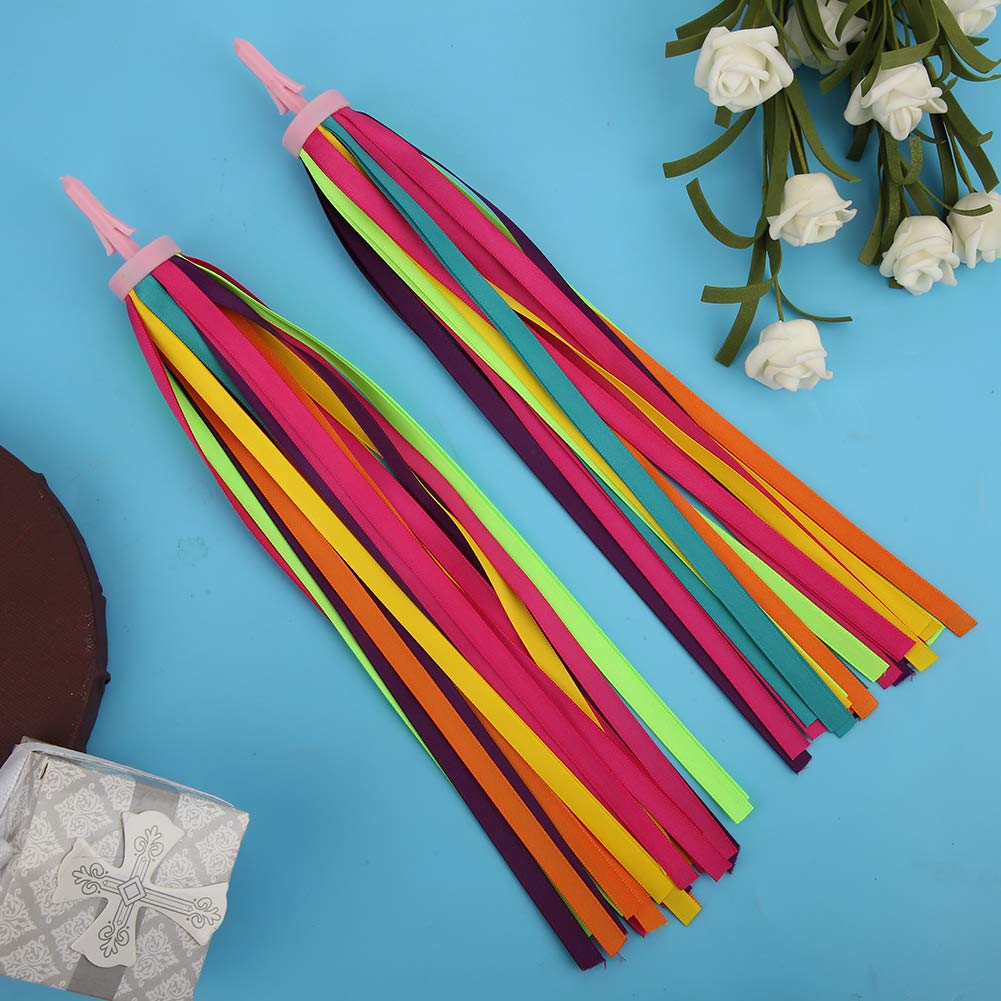 Alomejor Kids Bike Tassel Ribbons Handlebars Streamers, Multi Color and Sky Blue, 32pcs, Fun Accessories (Colorful)