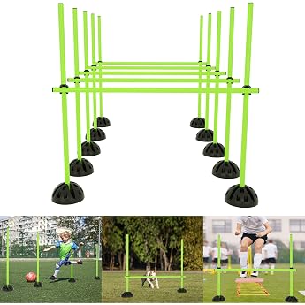 YRHome Jump Bar Set Training Bars for Agility Conditional Coordination Hurdles Training 15 Bars - 100 cm 10 Feet and 10 Clips