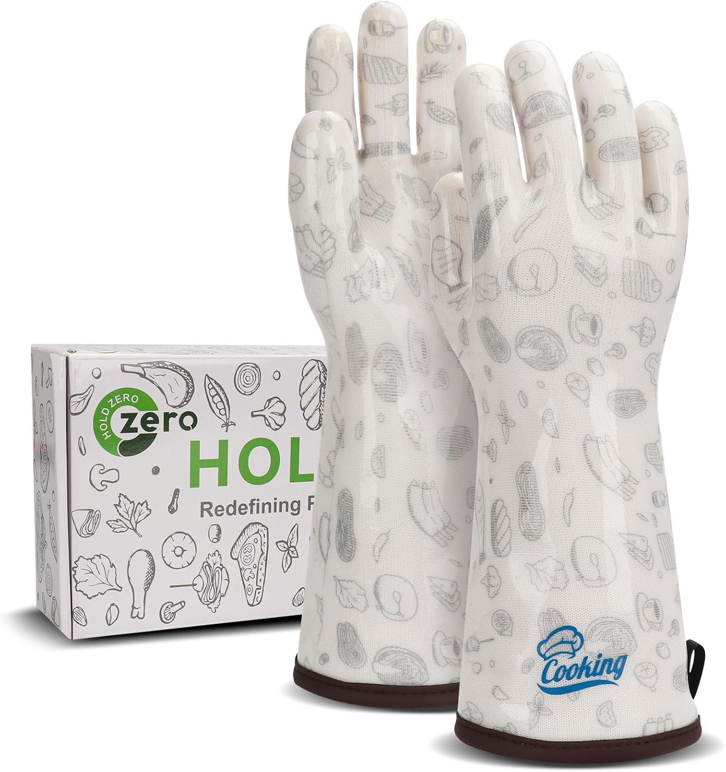 Liquid Silicone Gloves Baking for Oven Heat Resistant Glove with Fingers Hot Mitts for Women Fireproof White XLarge