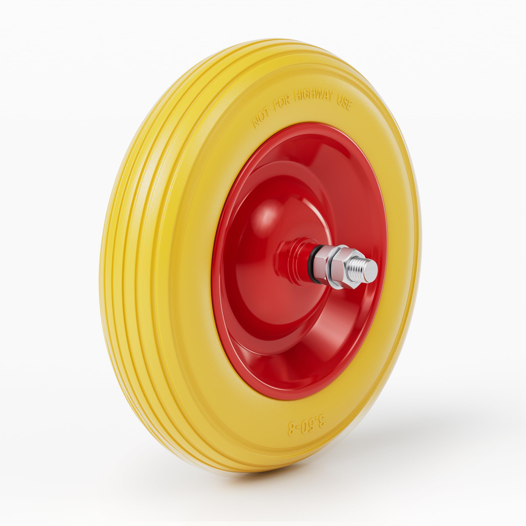 Wiltec Rueda para carretilla PU maciza antipinchazos 3.50-8 con eje enchufable 130 kg