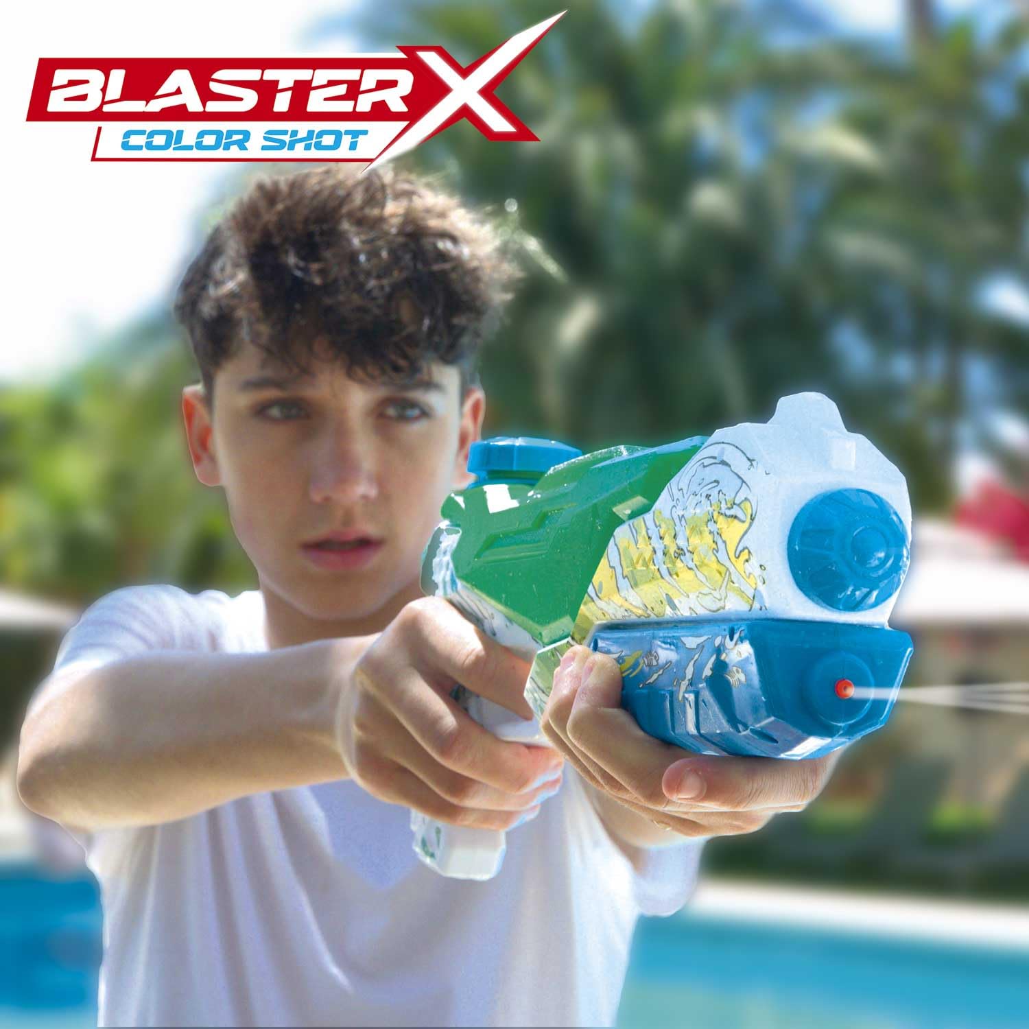 CRAZE Blaster-X Water Guns Large – pistolet na wodę dla dzieci 40 cm, pistolet natryskowy na wodę z kolorowymi tabletkami, zasięg strzału 10 m, zabawka do walki wodnej