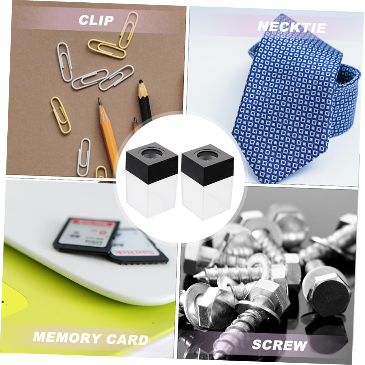 12 Piezas Caja De Clips Magnéticos De Plástico Organizador De Clips Para Escritorio Soporte Cuadrado Para Sujetapapeles Para Oficina y Contenedor Magnético Horquillas y Soportes