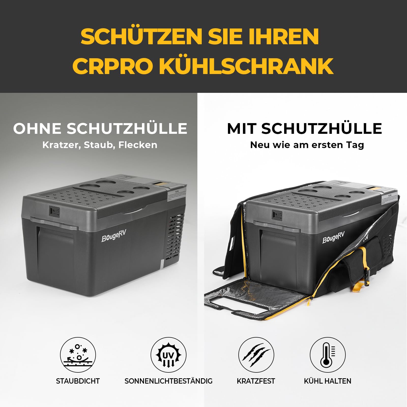 BougeRV Wasserfest und Isoliert Schutzhülle für CR PRO Kühlbox, 600D Oxford