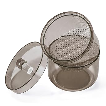 Annhua Dental Bur Holder Cleaner Plastic Dental Bur Box with Strainer and Vent Plug, Round Burs Soak Box for Clinics and Nail Salons Cleaning, Soaking - Black