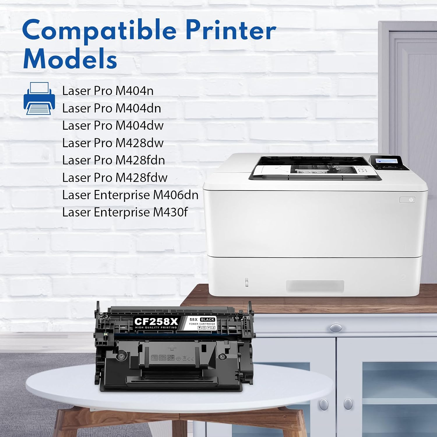 58X Black High Yield Toner Cartridge CF258X with Chip Replacement for HP 58X Toner Cartridge 58A CF258A Works with Laser Pro M404n M404dn M404dw M428dw M428fdn M428fdw Enterprise M406dn M430f Printer