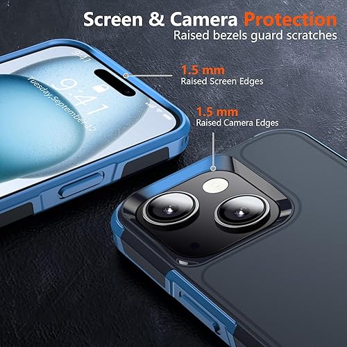 Miniatura 2 de AEDILYS Shockproof for iPhone 15 Case,15 FT Military Grade Drop Protection,with 2X Tempered Glass Screen Protector  with Air Bumpers Full-Body