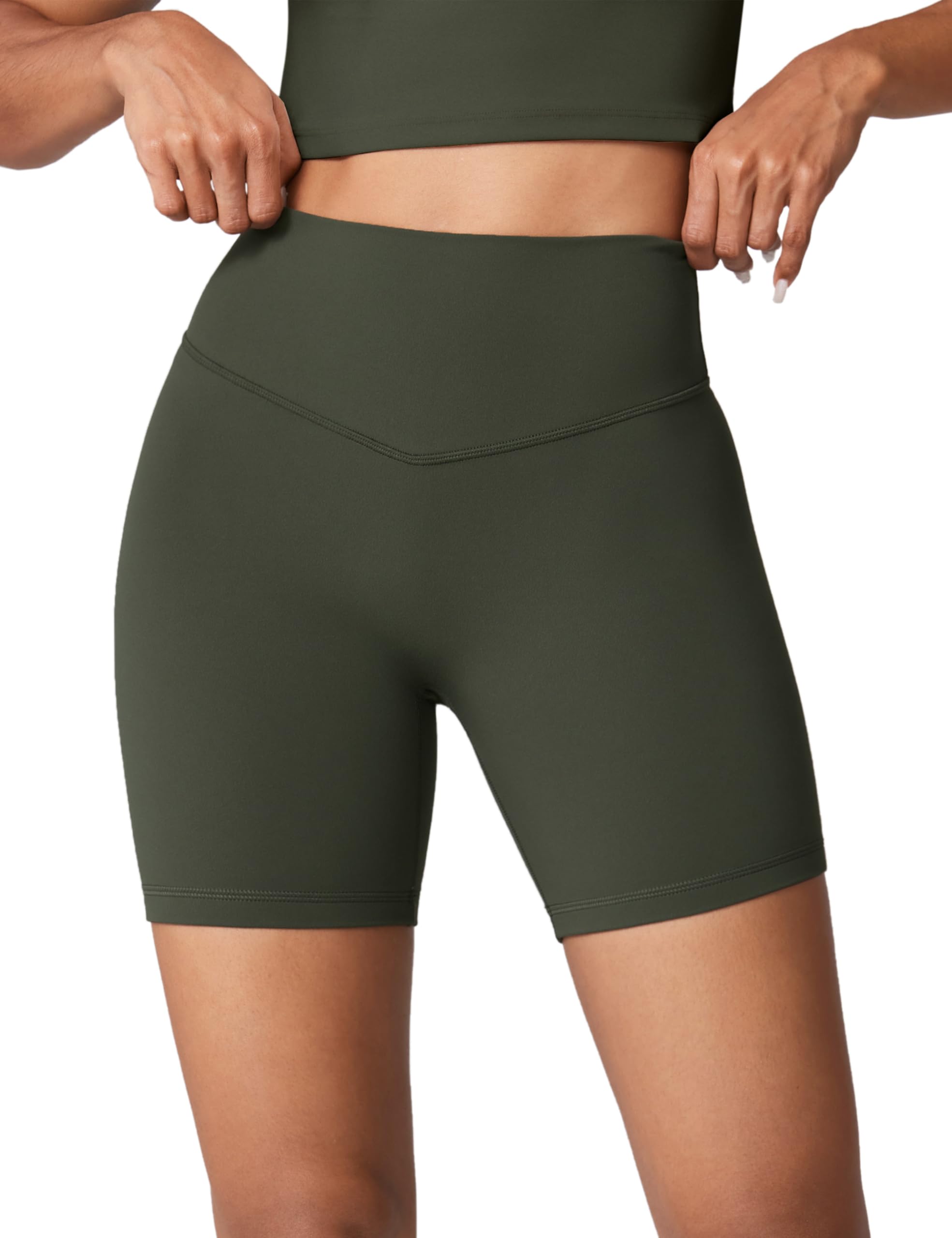 UNISSU Hugcurve No Front Seam High Waisted Workout Biker Shorts for Women 6 Inches Tummy Control Buttery Soft Yoga Pants Gym