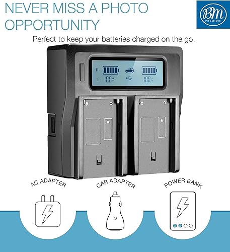 Miniatura 3 de BM Premium Paquete de 2 baterías LP-E8, LPE8 de alta capacidad y cargador de batería LCD de doble bahía para cámaras digitales Canon EOS Rebel T2i,