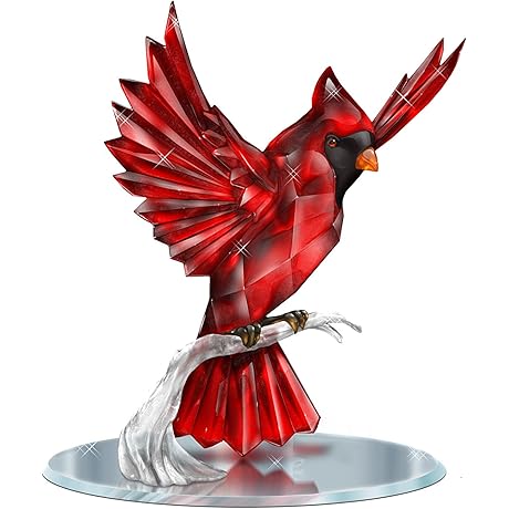 Blake Jensen Crystalline Cardinal Figurine with Mirror Base: Hamilton Collection