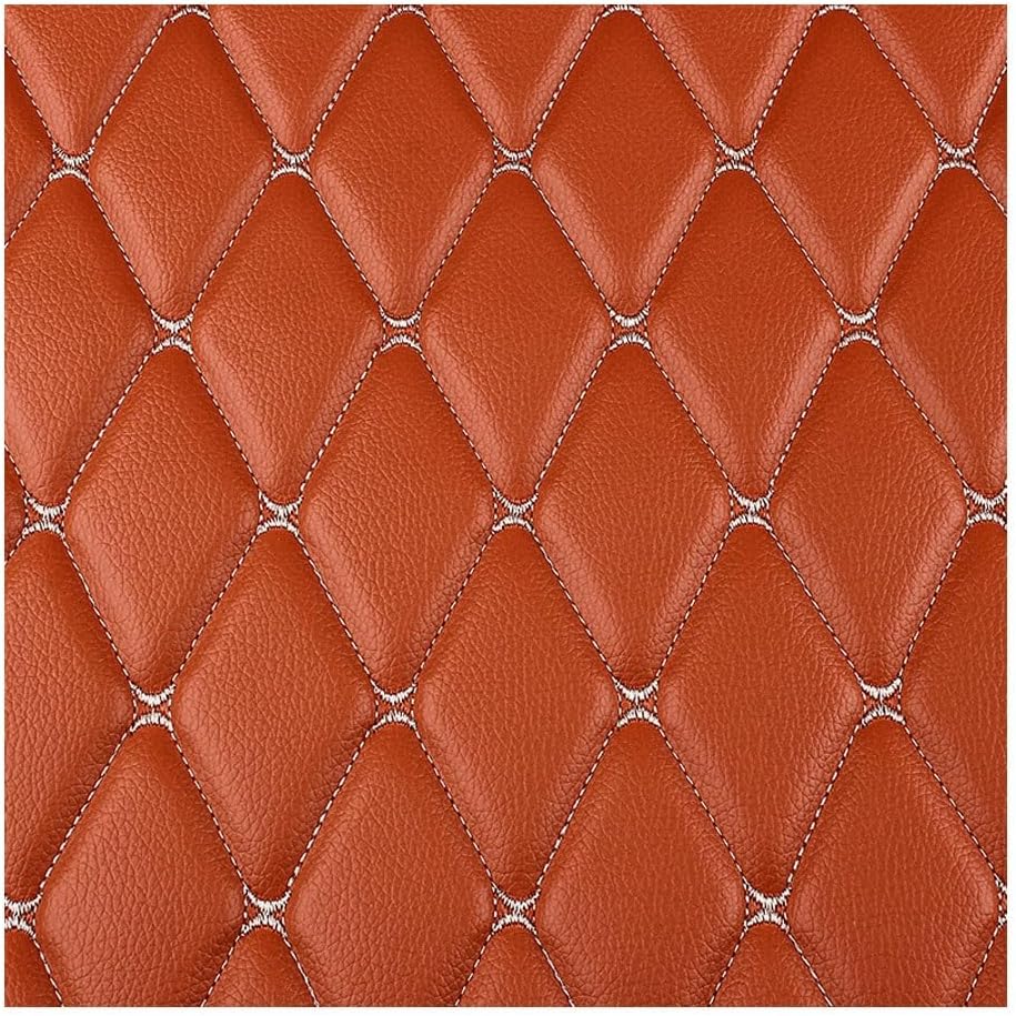 Faux Leather Fabric Quilted Diamond Stitch Padded Cushion Linen Wadding Interior Vehicle Upholstery(Marquat,1.6X2m)