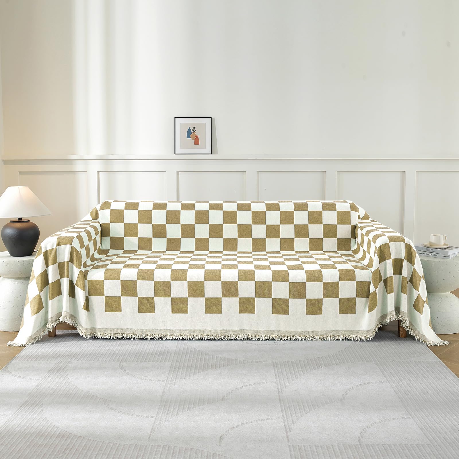 Ystyle Couvre Canapé, 180x340 CM, Jeté De Canapé Grande Taille, Kaki
