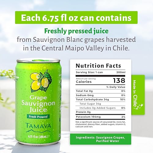 Miniatura 34 de Tamaya Jugos sin mezclar de fruta natural, no de concentrado, 125 frutos prensados, 100% natural, sin azúcar añadida, sin conservadores, latas