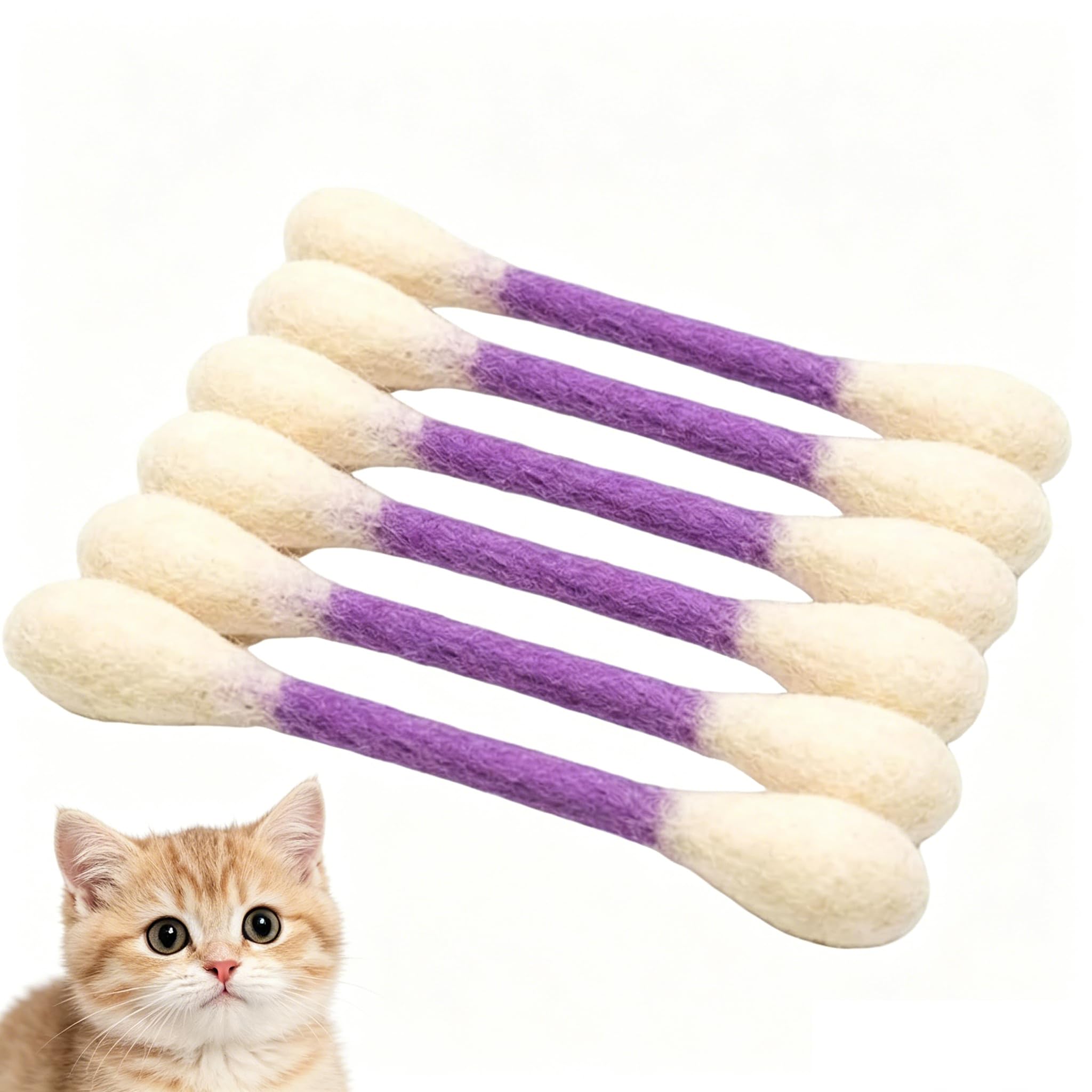 Extra-Large Cat Cotton Swab Toys 6-Piece Set Giant Catnip-Infused Chew Sticks Durable Dental Rope Toys Fun Interactive Gift for Cat Lovers Stylish Creative Portable (Purple)