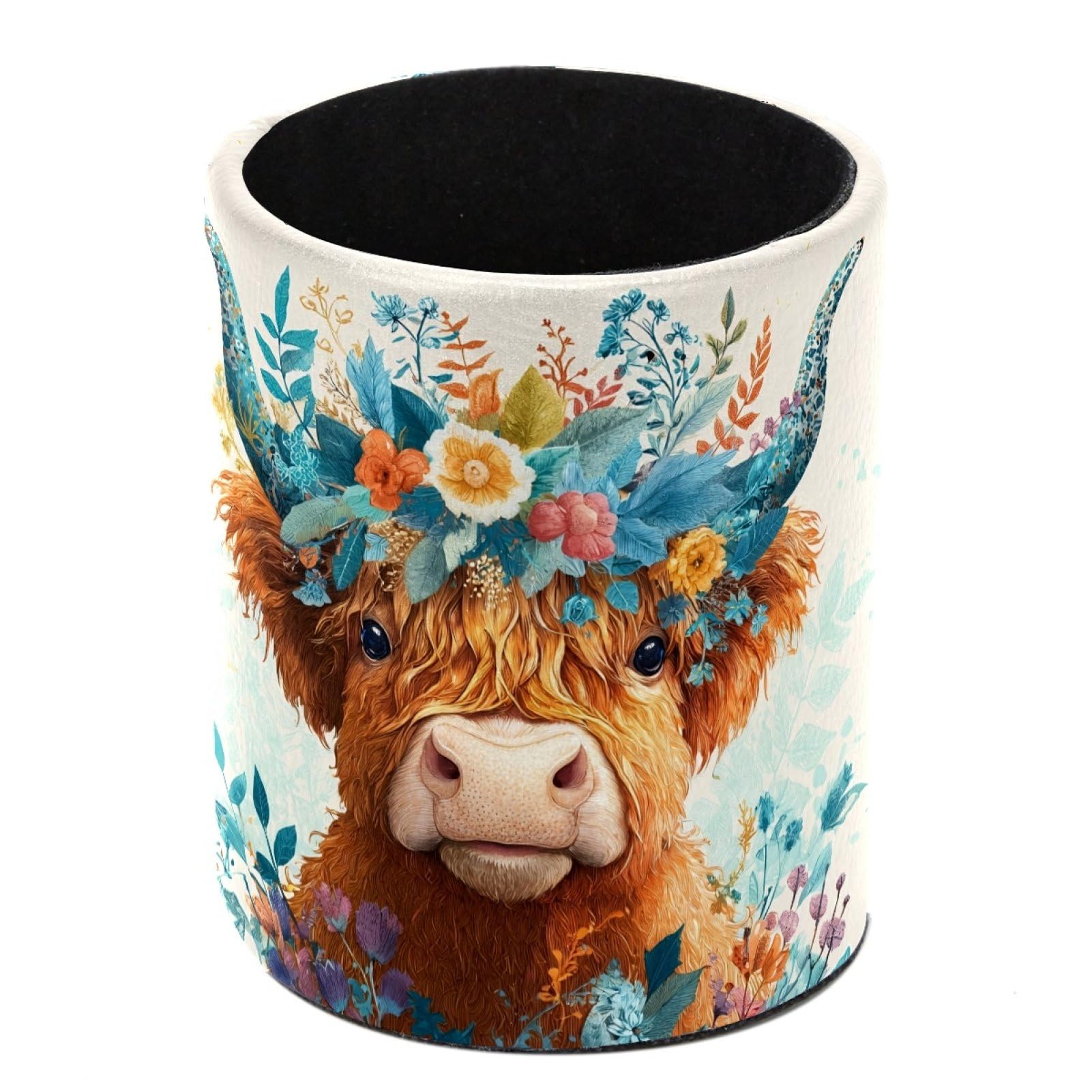 FWJZDSP Highland Cattle Pencil Cup Pen Organizer Makeup Brush Holder for Office Home Countertop Desk Accessory Storage