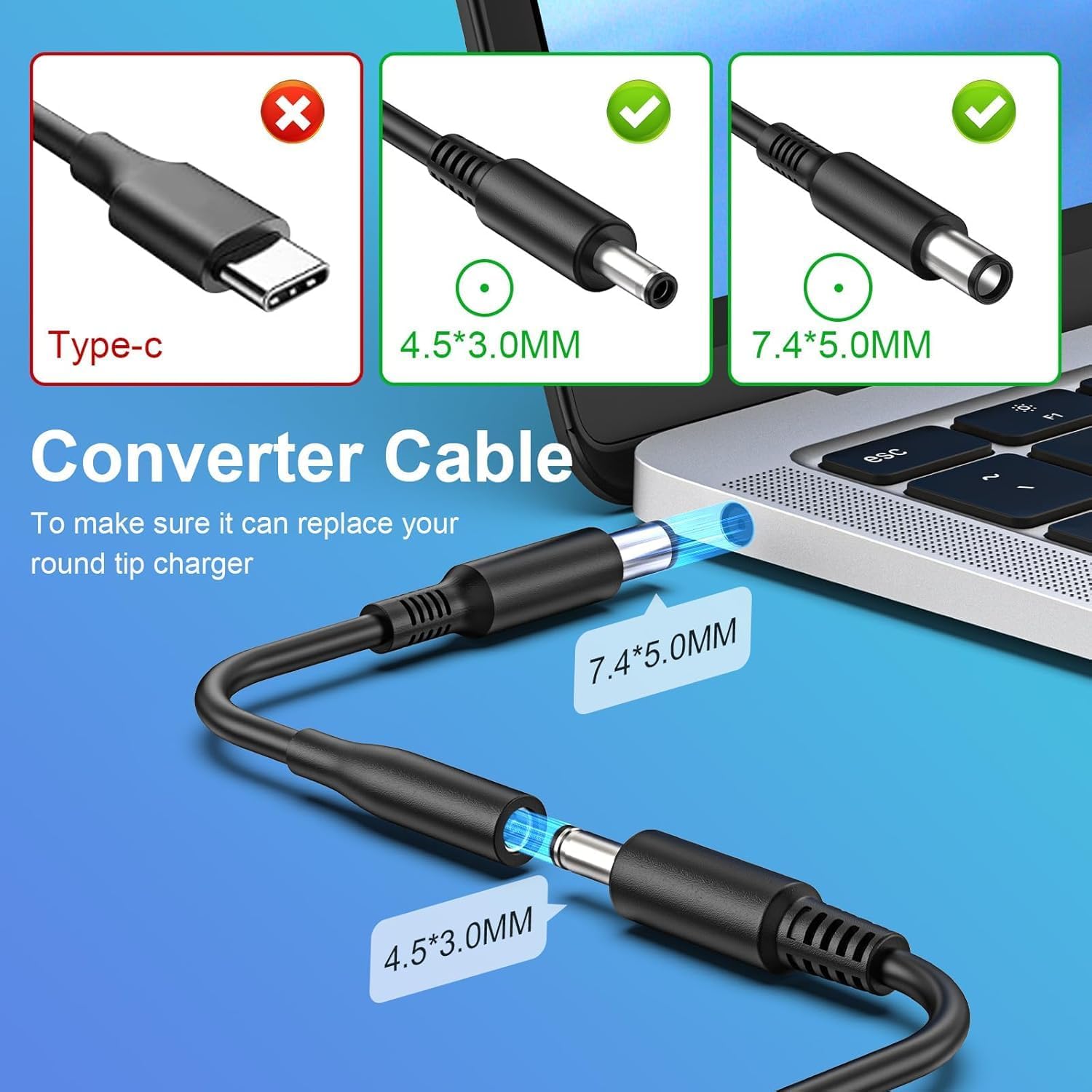 65W 45W Laptop Charger Compatible with Dell Inspiron 15 5000 7000 3000 5555 5558 3511 Inspiron 17 14 13 3000 5000 7000 Latitude E6440 E6430 3520 3420 XPS 13 14 9333 Power Supply Cord - Image 2