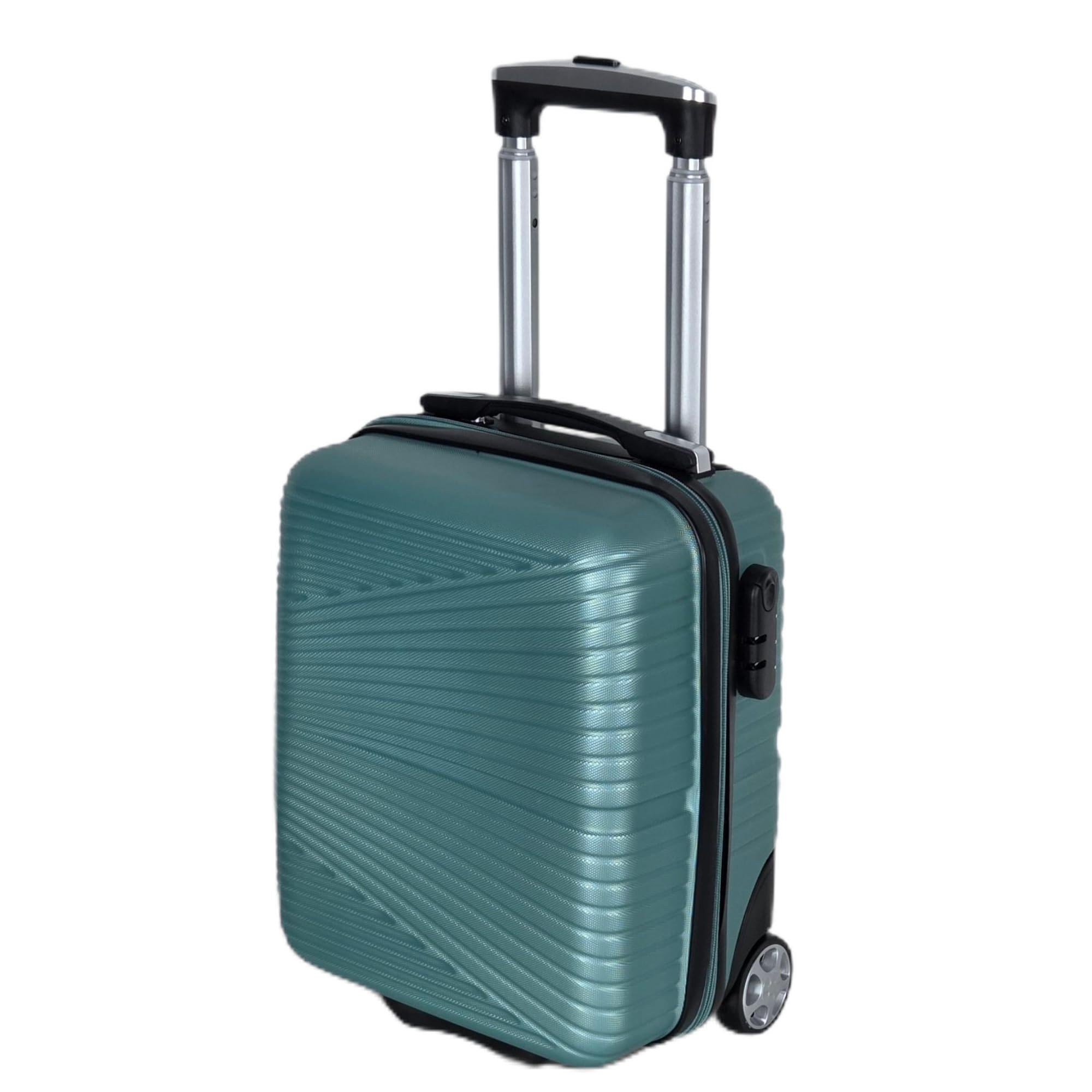Valigetta Bagaglio a Mano 40x30x20 cm Uomo Donna Ragazzo Ragazza Bambini Rigido 2 Ruote Maniglia Telescopica Valigia Compatta Piccola da Cabina Ryanair EasyJet Multicolore Offerta Mod:1203 (Verde)