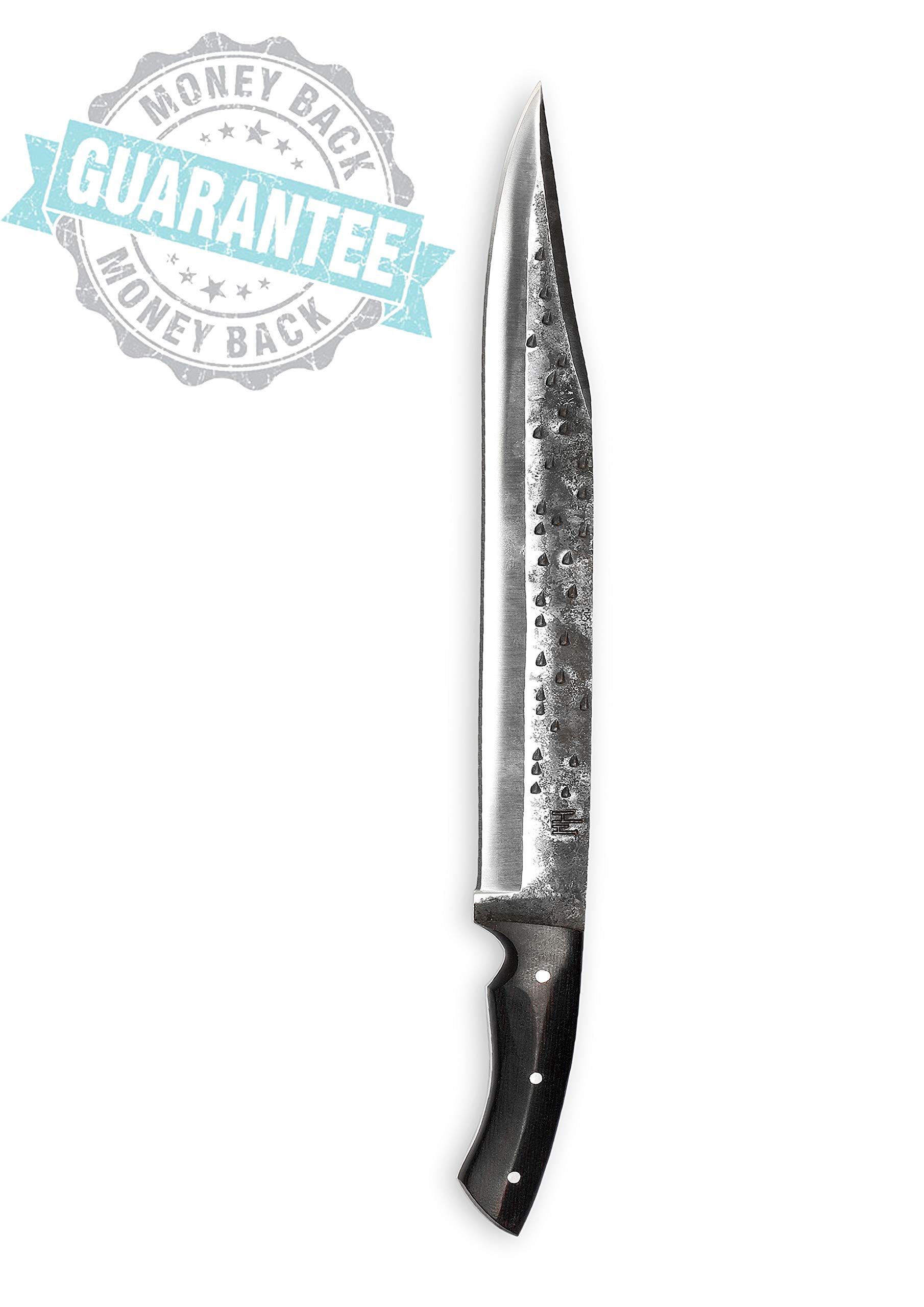 Hobby Hut HH-101, Handgemachtes Jagdmesser mit Scheide, 1095 Stahl, Bowiemesser, Micarta Griff, lederscheide
