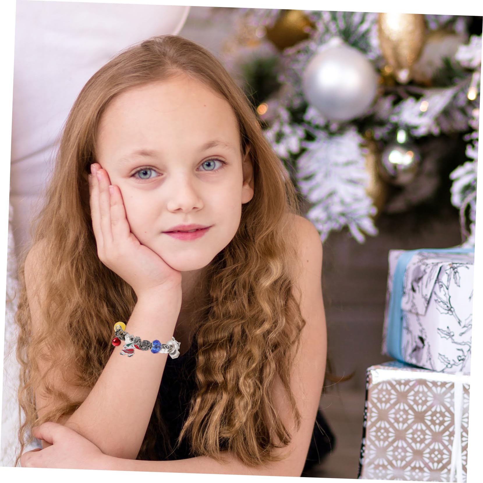 Tofficu 3 Juegos Pulsera navideña christmas ornaments complementos navideños accesorios navideños mini Llavero collar decoración de joyería de muñeca cadena de muñeca elegante aleación