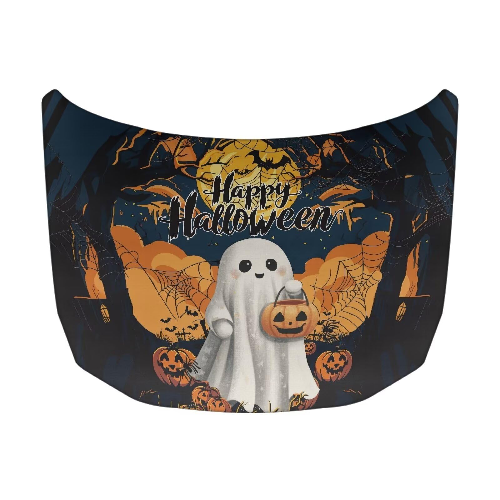 Halloween Design Car Hood Cover Protector 59×39 Inch Stretchable Auto Hood Wraps Waterproof Automotive Exterior Accessories for Most SUV Sedans Trucks