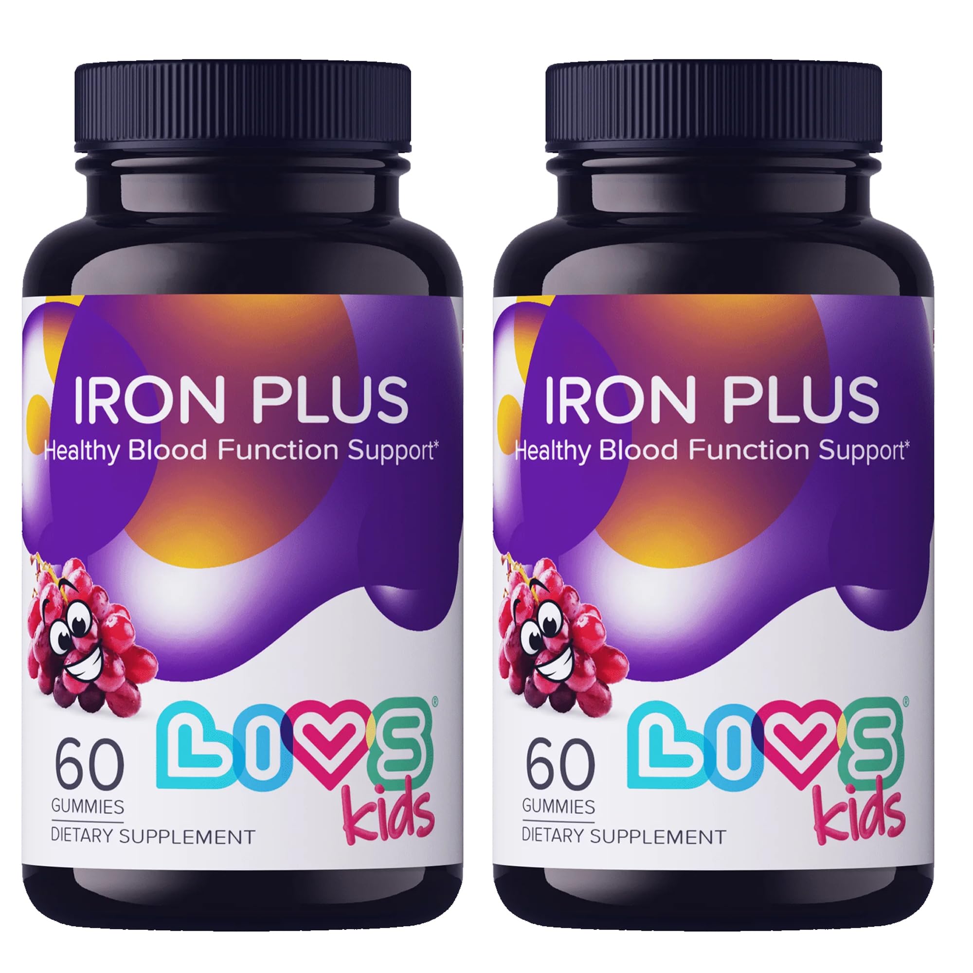 LIVS Nutrition Iron Plus Kids Gummies, Energy & Blood Support, 120 Count