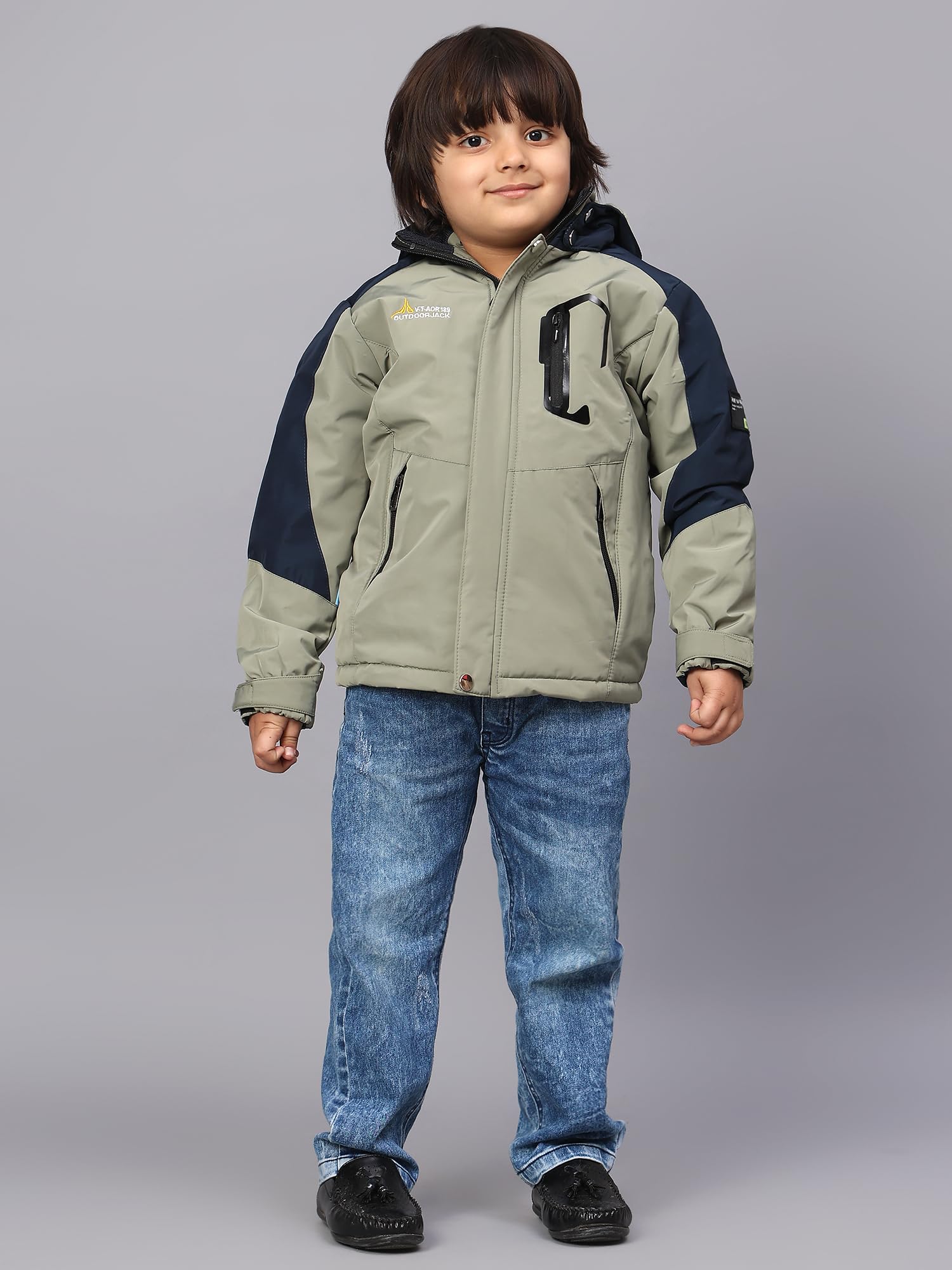 Sky Heights Boys Quilted Bomer Colorblock Hooded Jacket - Image 7 thumbnail