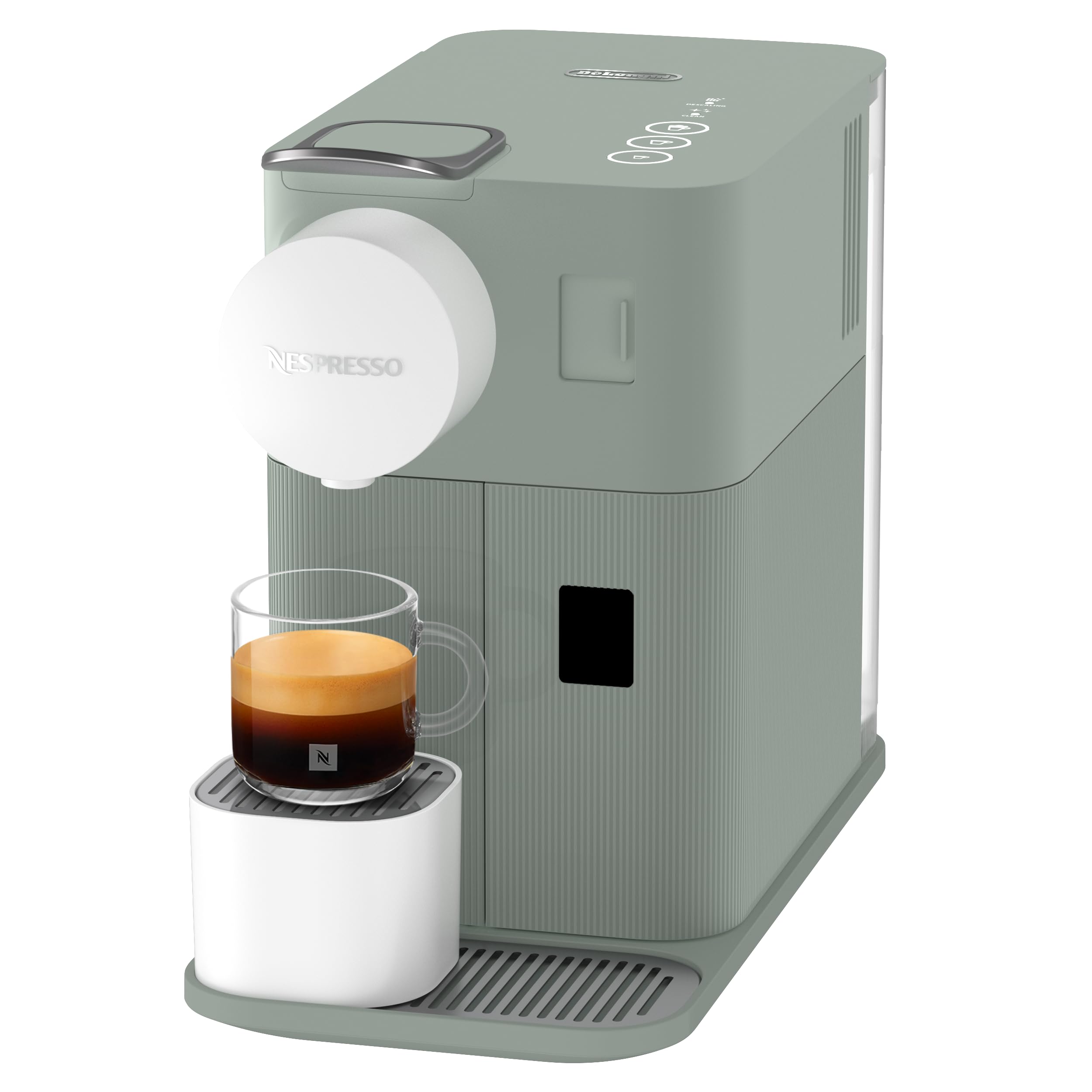 De'Longhi Nespresso Lattissima One - Machine à Café à Capsules avec Mousseur à Lait Automatique, Fonction Cappuccino, 19 Bars, Chauffe Rapide, Design Compact, Dark Sage (EN510.GR)