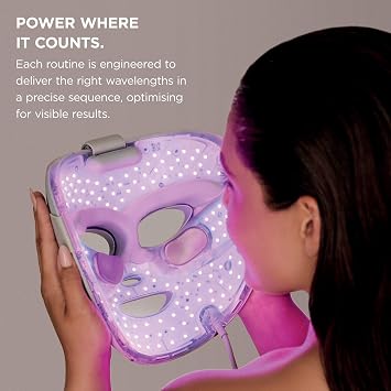 Shark CryoGlow LED Face Mask with Under-Eye Cooling, Anti-Ageing & Blemish Repair, Red & Blue LED, Infrared Light Therapy, USB-C, Remote Control, Storage Bag, Adjustable Straps