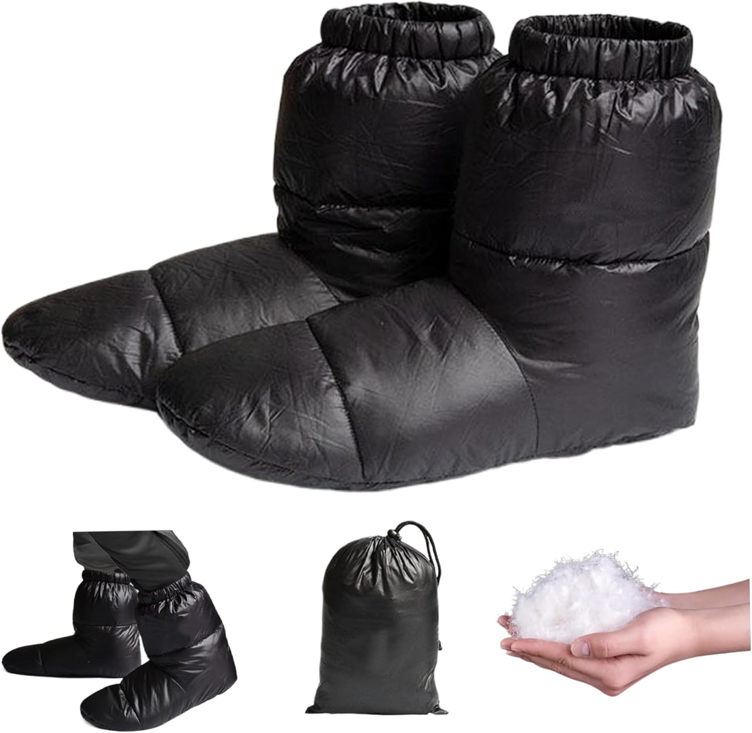Detailed view of down booties texture
