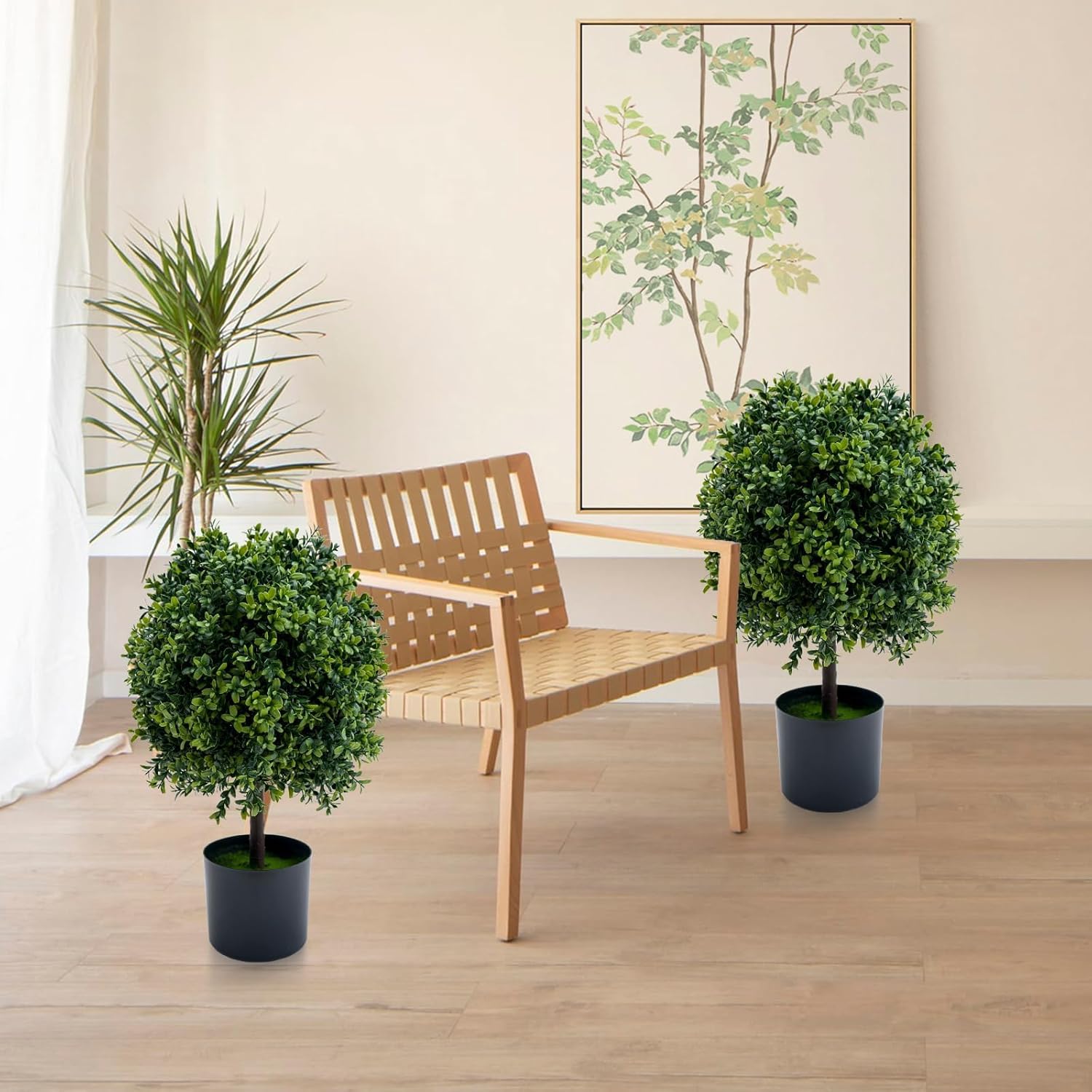 IDEALHOUSE 20" Artificial Topiary Ball Set of 2, Fake Boxwood Trees in Nursery Pot, Faux Shrubs Plants for Indoor Outdoor Home Decor