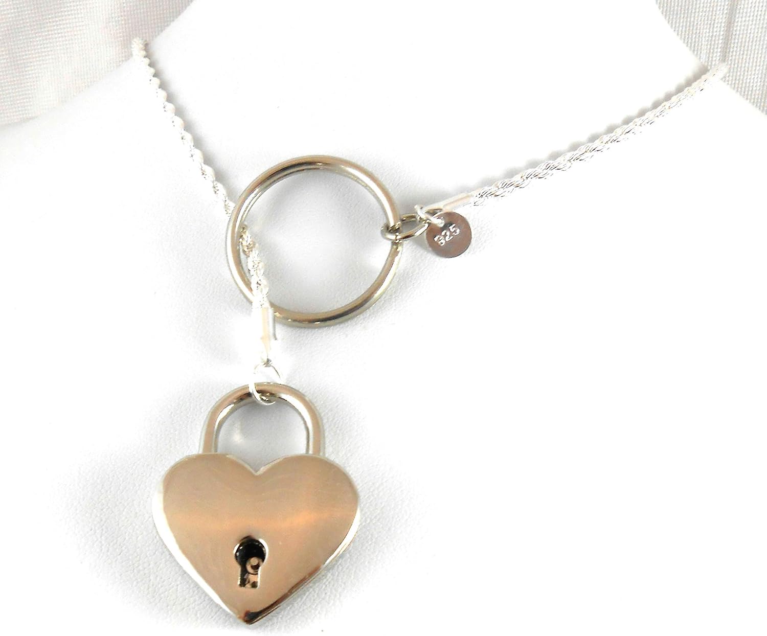 A SHER’S CREATION Locking Day Collar Necklace 2mm Twist Chain Sterling Silver or Gold Plated Stainless Steel Heart Padlock and Key Romantic Statement symbol Jewelry For Men Women Biker Gift - Image 4